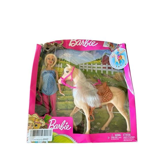 Barbie Equestrian Set Riding Outfit and Helmet Light Brown Horse New Damaged Box - Picture 1 of 6